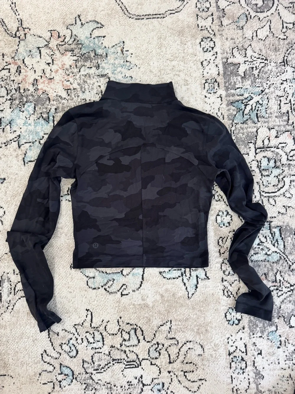lululemon athletica Black Camouflage Long-Sleeve Crop Top